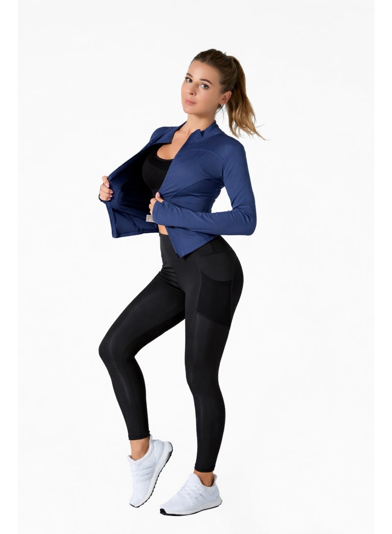 Vitra World Women Fitness Running Jacket Slim Fit Long Sleeve Yoga Shirt with Zipper Breathable and  Quick Dry Activewear Workout Coat Sportswear for Gym Cycling Training - Image 3