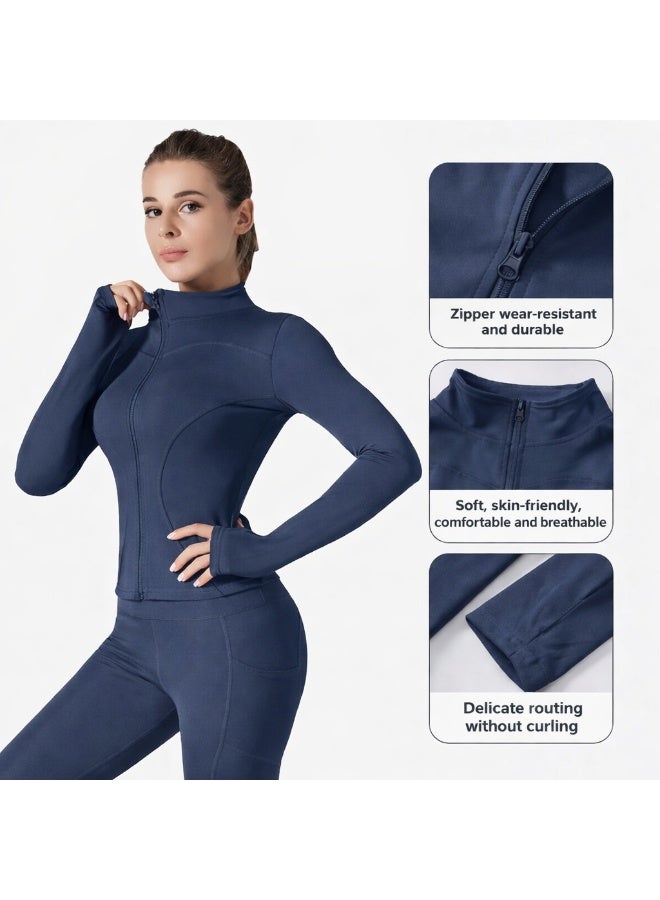 Vitra World Women Fitness Running Jacket Slim Fit Long Sleeve Yoga Shirt with Zipper Breathable and  Quick Dry Activewear Workout Coat Sportswear for Gym Cycling Training - Image 4