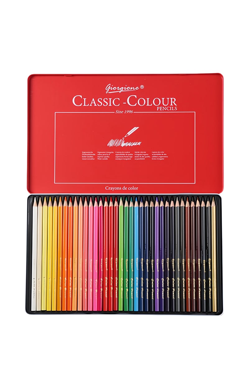 جيورجيون 36 لون أقلام الرصاص الملونة القائمة على النفط ، قسط الفنان الصف مجموعة للرسم والرسم في حالة القصدير المعدنية واقية - Image 2