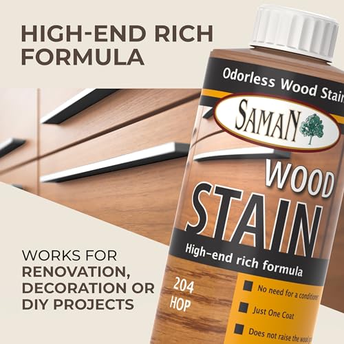 SamaN Interior Water Based Wood Stain - Natural Stain for Furniture, Moldings, Wood Paneling, Cabinets (Hop TEW-204-12, 12 oz) - Image 2