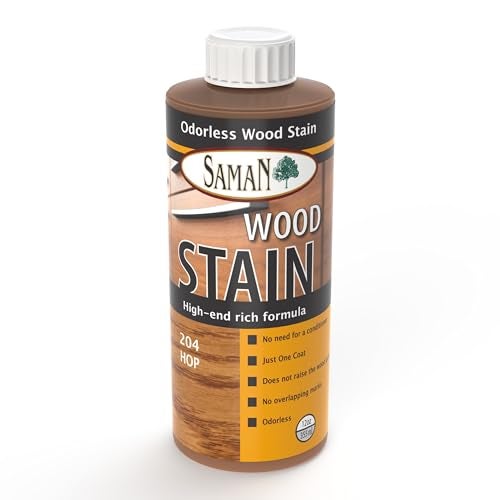 SamaN Interior Water Based Wood Stain - Natural Stain for Furniture, Moldings, Wood Paneling, Cabinets (Hop TEW-204-12, 12 oz) - Image 1