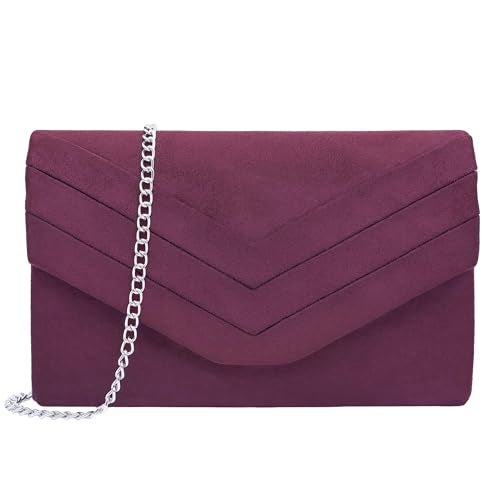 Milisente Evening Bag for Women, Suede Envelope Evening Purses Crossbody Shoulder Clutch Bag - Image 1