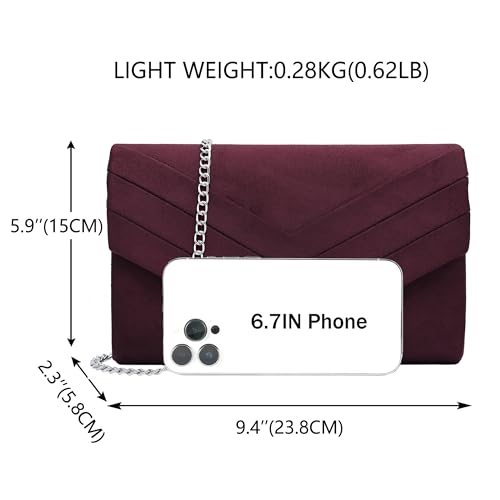 Milisente Evening Bag for Women, Suede Envelope Evening Purses Crossbody Shoulder Clutch Bag - Image 3