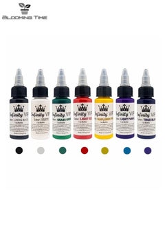 7 Colors Tattoo Ink Set, Body Color Semi-permanent Tattoo Inks Set Professional Longlasting Eyeliner Eyebrow Lip Tattoo Pigment Ink Set for Tattoo Machine