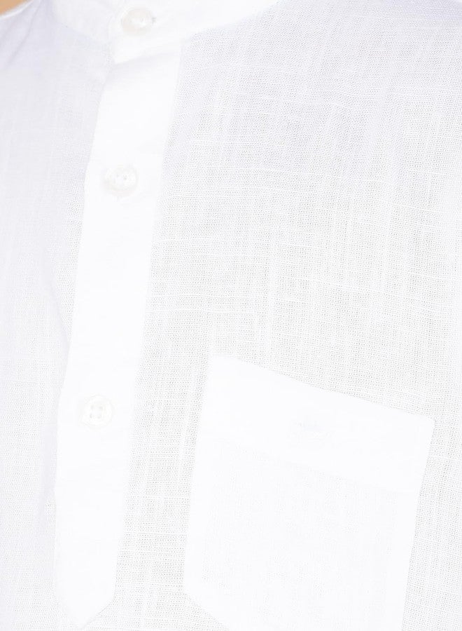 Crimsoune Club Boy's White Linen Kurta (9-10Y) - Image 4
