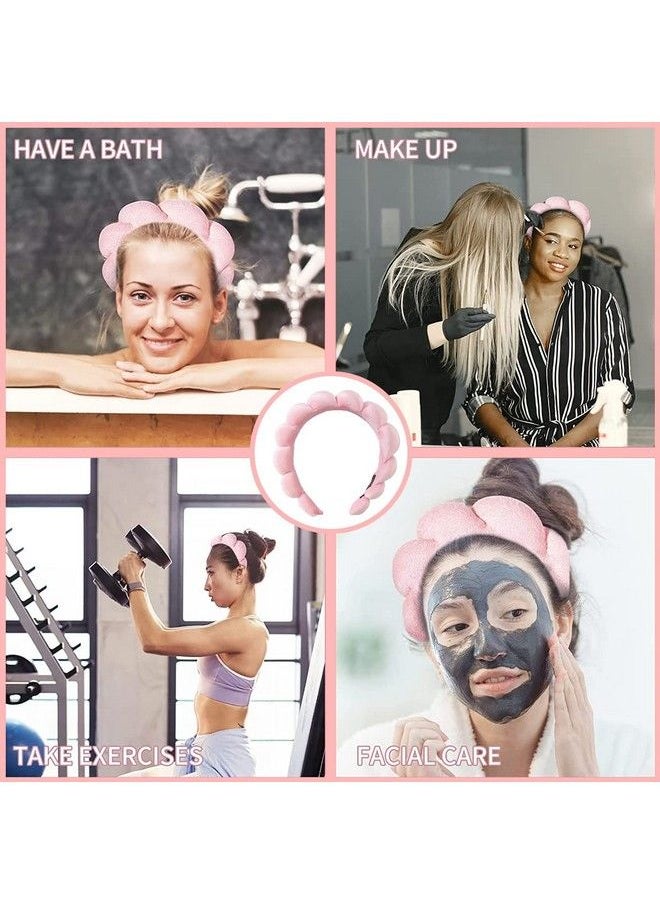 maycreate - Spa Headband For Women Girls Soft Sponge Makeup Headband Fashion Clouds Hairband Non Slip Hair Hoop Headwear For Washing Face Shower Skincare Pink - Image 1
