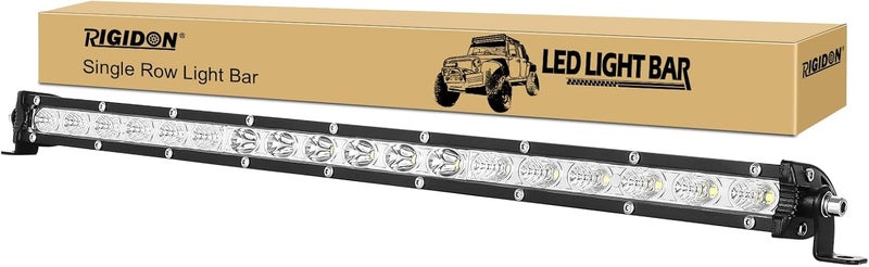 RIGIDON شريط LED ضيق صف واحد من للسيارة، 12 فولت 24 فولت 20 بوصة 50 سم 90 واط شعاع غمر ونقطي مدمج للإضاءة على الطرق الوعرة لسيارات SUV وATV وUTV والجرارات والشاحنات والمركبات، مصباح ضباب LED أبيض 6000 كلفن - Image 1