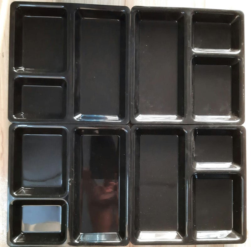 URMILA PLASTIC® Food-Grade Plastic 3 in 1 Compartments Pav Bhaji Plate Dinner Plates Serving Plates Black (24) - Image 4