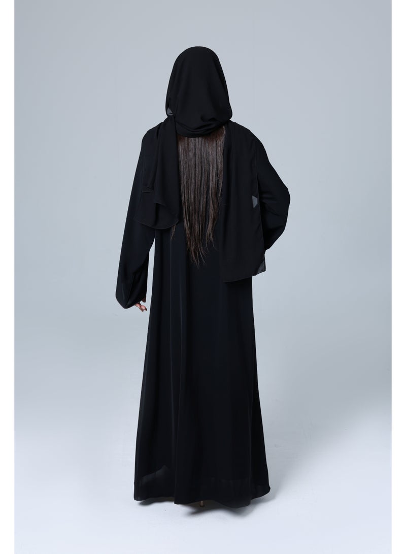 اكسا عباية سادة تطريز خرز يدوي - Image 3