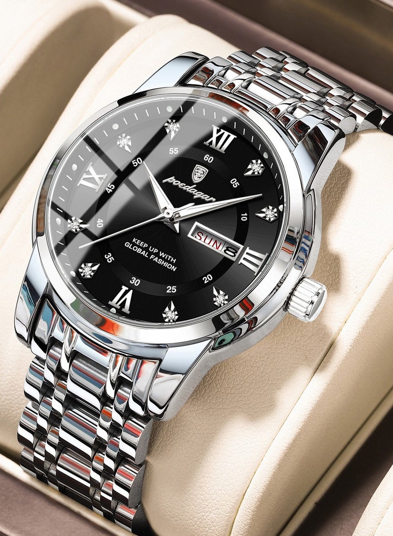 پوداجار ساعة رجالية، ساعة رجالية مضيئة مقاومة للماء، كوارتز - 41 مم - Image 1