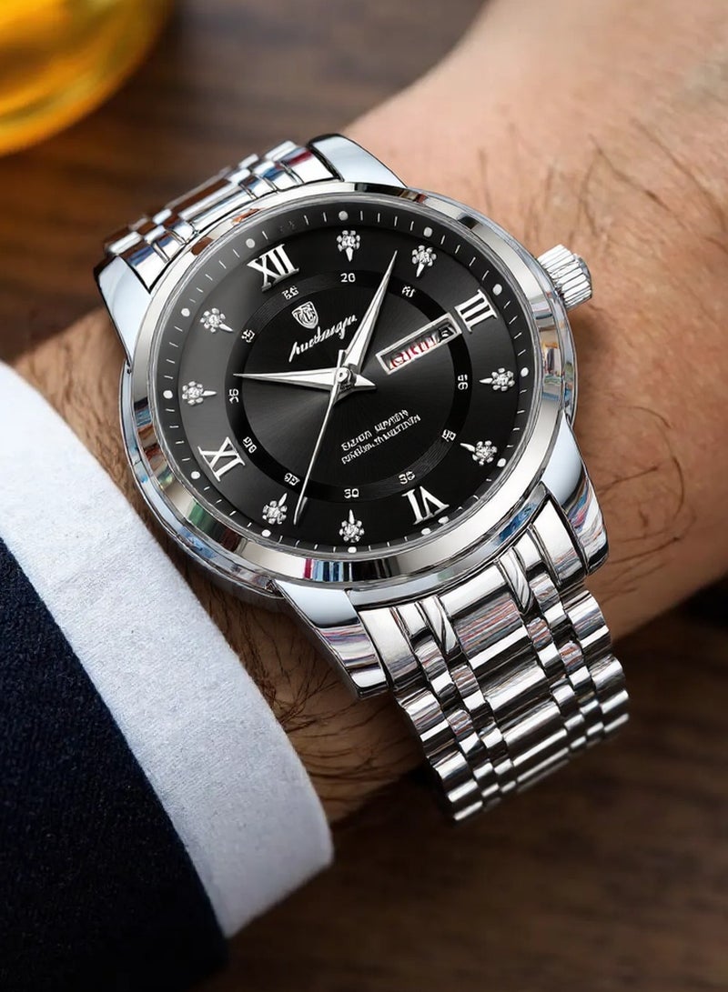 پوداجار ساعة رجالية، ساعة رجالية مضيئة مقاومة للماء، كوارتز - 41 مم - Image 2