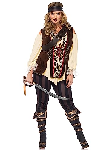 Leg Avenue Womens Plus Size Blackheart Pirate Captain Costume, 1X-2X, Multicolor - Image 1