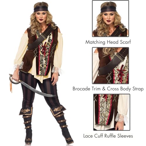 Leg Avenue Womens Plus Size Blackheart Pirate Captain Costume, 1X-2X, Multicolor - Image 3