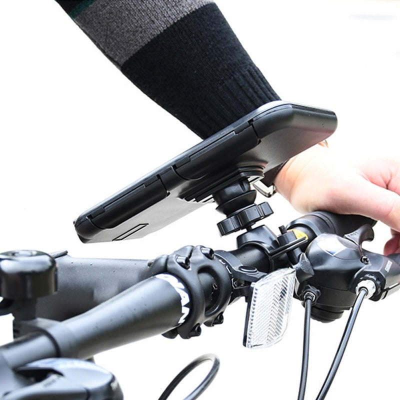 Black Rotatable 7 Inch Bike Phone Holder for Motorcycle and Bicycle Handlebar Mount - Image 5