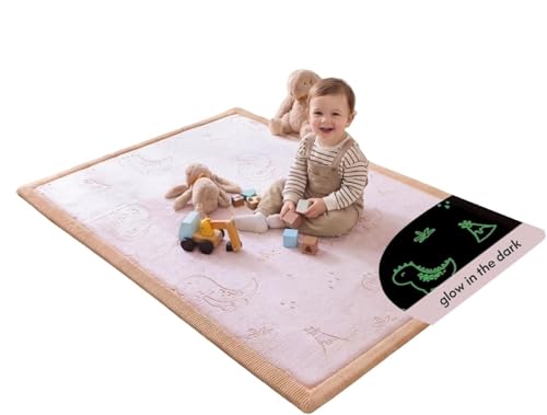 Hakuna Matte GlowCloud Baby Play Mat for Floor 47”x 67” Dinosaurs – Coral Velvet Memory Foam Rug for Crawling & Cozy Play – Non-Slip, Water-Resistant, Easy-Care Tummy Time Mat, Playmat for Playpen - Image 1