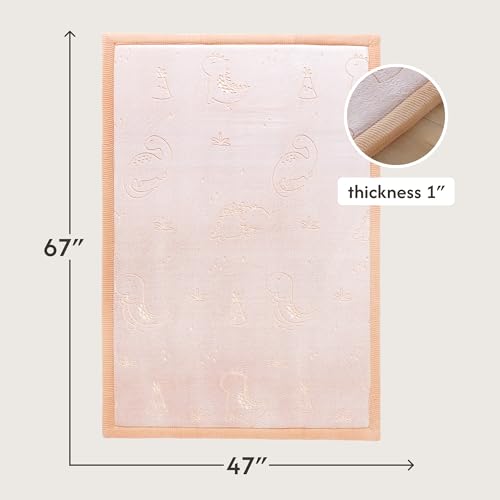 Hakuna Matte GlowCloud Baby Play Mat for Floor 47”x 67” Dinosaurs – Coral Velvet Memory Foam Rug for Crawling & Cozy Play – Non-Slip, Water-Resistant, Easy-Care Tummy Time Mat, Playmat for Playpen - Image 4