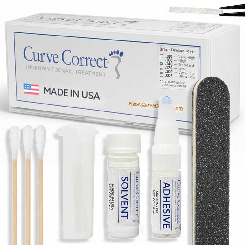 CurveCorrect طقم علاج الأظافر المنغرسة - طقم تصحيح الأظافر المنغرسة مع 10 دعامات - تصحيح الأظافر المنغرسة في المنزل - إزالة أظافر الإبهام المنغرسة - Image 1