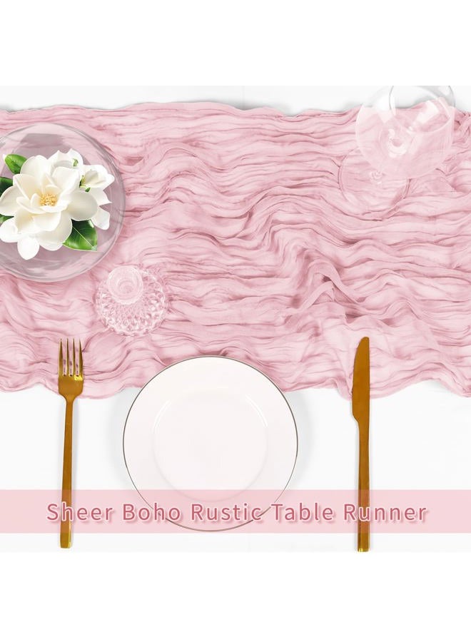ACSUIT 3 Pack Light Pink Cheesecloth Table Runner, 17 x 108 inch, Semi Sheer Boho Cheese Cloth Fabric Table Runner Bulk for Wedding, Birthday, Party, Holiday, Home Decor (Light Pink) - Image 5