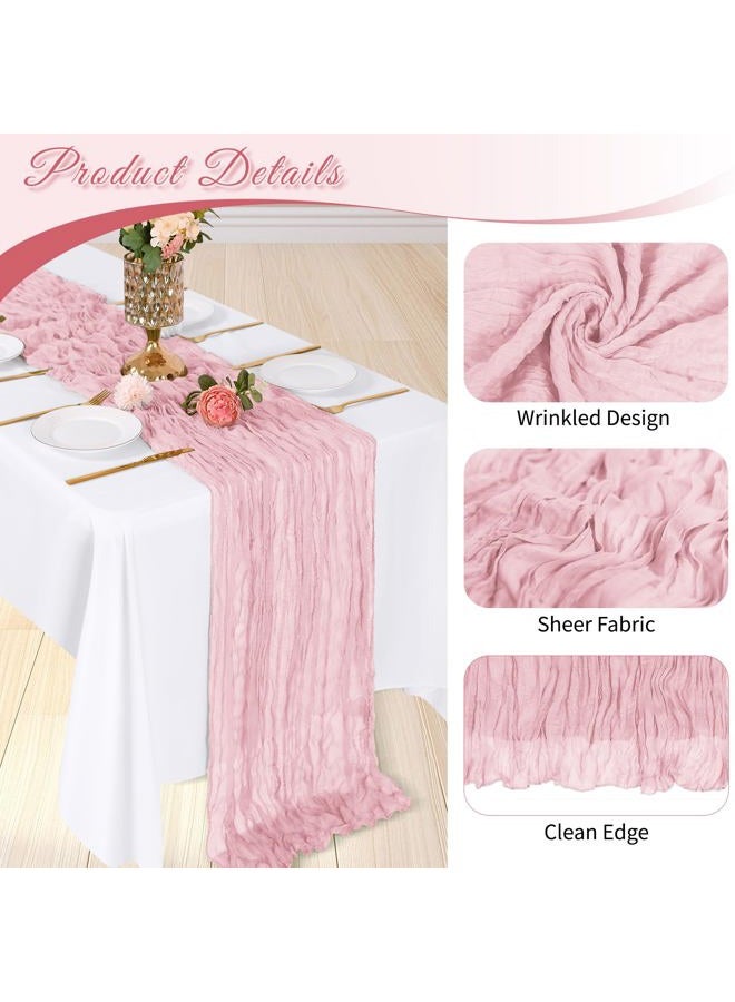 ACSUIT 3 Pack Light Pink Cheesecloth Table Runner, 17 x 108 inch, Semi Sheer Boho Cheese Cloth Fabric Table Runner Bulk for Wedding, Birthday, Party, Holiday, Home Decor (Light Pink) - Image 4