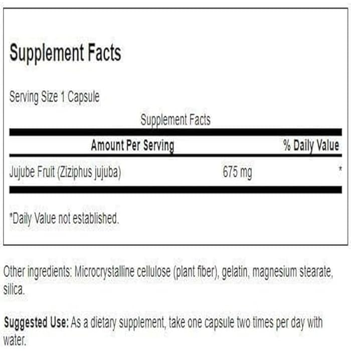 Swanson Jujube Fruit - Full Spectrum Herbal Supplement Promoting a Calm & Relaxed Mind - Natural Formula Supporting Stress & Support - (60 Capsules, 675mg Each) - Image 2