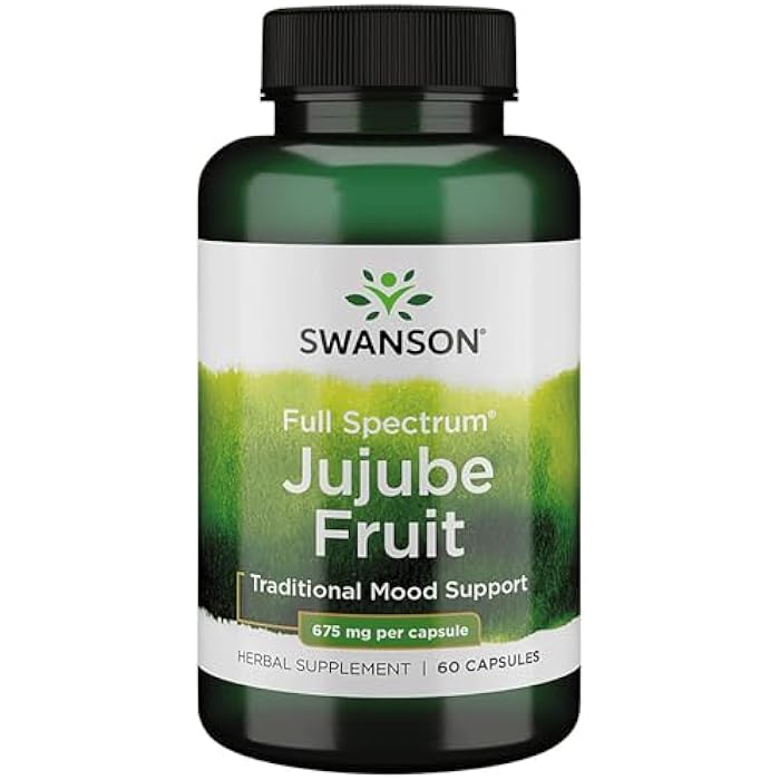 Swanson Jujube Fruit - Full Spectrum Herbal Supplement Promoting a Calm & Relaxed Mind - Natural Formula Supporting Stress & Support - (60 Capsules, 675mg Each) - Image 1