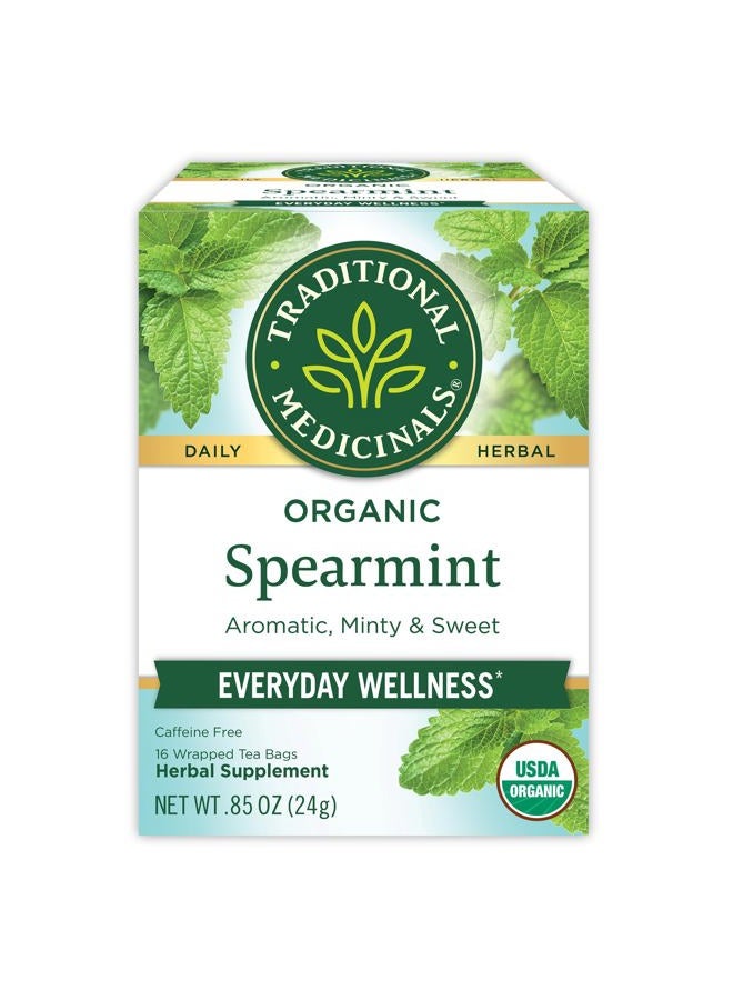 Traditional Medicinals Tea, Organic Spearmint, Supports Everyday Wellness, Healthy & Refreshing, 16 Tea Bags - Image 1