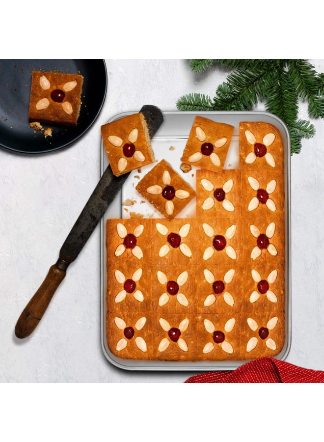 Soofam Baking Pans Set of 3, Stainless Steel Sheet Cake Pan for Oven - 13.5/25/30CM, Rectangle Bakeware Set for Cake Lasagna Brownie Casserole Cookie, Non-toxic & Healthy, Dishwasher Safe - Image 3