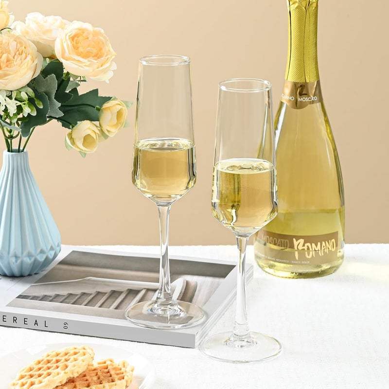 FrutPunch كؤوس الشمبانيا، مجموعة كؤوس الشمبانيا من 2، 8.5 أونصة، كؤوس شمبانيا أنيقة ذات قاعدة عالية، كؤوس نبيذ فوار، مثالية للتجمعات العائلية، أعياد الميلاد، حفلات الزفاف، الذكرى السنوية - Image 2