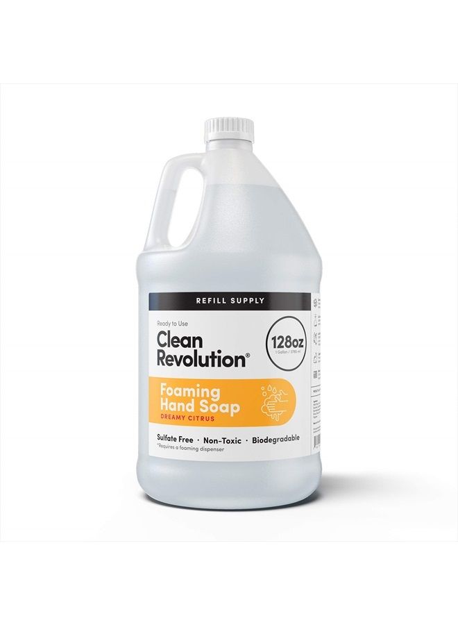 Clean Revolution حاوية إعادة تعبئة صابون اليدين الرغوي. تركيبة جاهزة للاستخدام. عطر الحمضيات الحالم، 128 أونصة سائلة. - Image 1