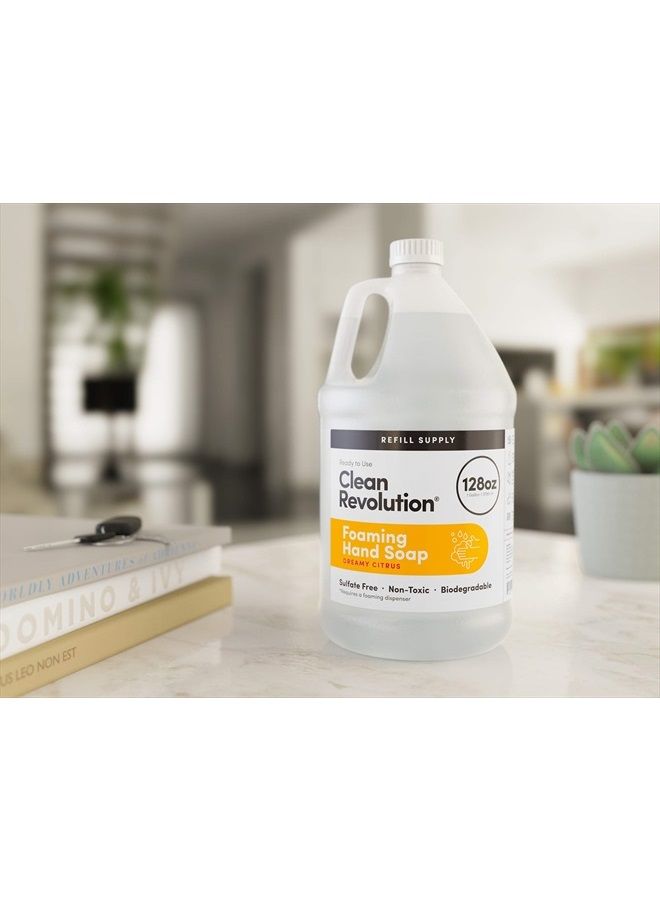 Clean Revolution حاوية إعادة تعبئة صابون اليدين الرغوي. تركيبة جاهزة للاستخدام. عطر الحمضيات الحالم، 128 أونصة سائلة. - Image 3