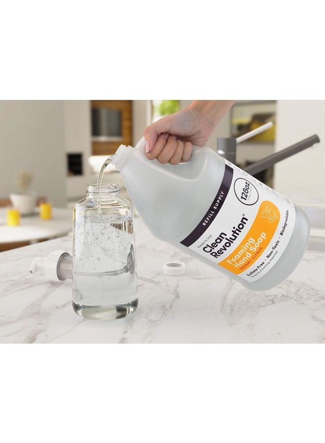 Clean Revolution حاوية إعادة تعبئة صابون اليدين الرغوي. تركيبة جاهزة للاستخدام. عطر الحمضيات الحالم، 128 أونصة سائلة. - Image 5