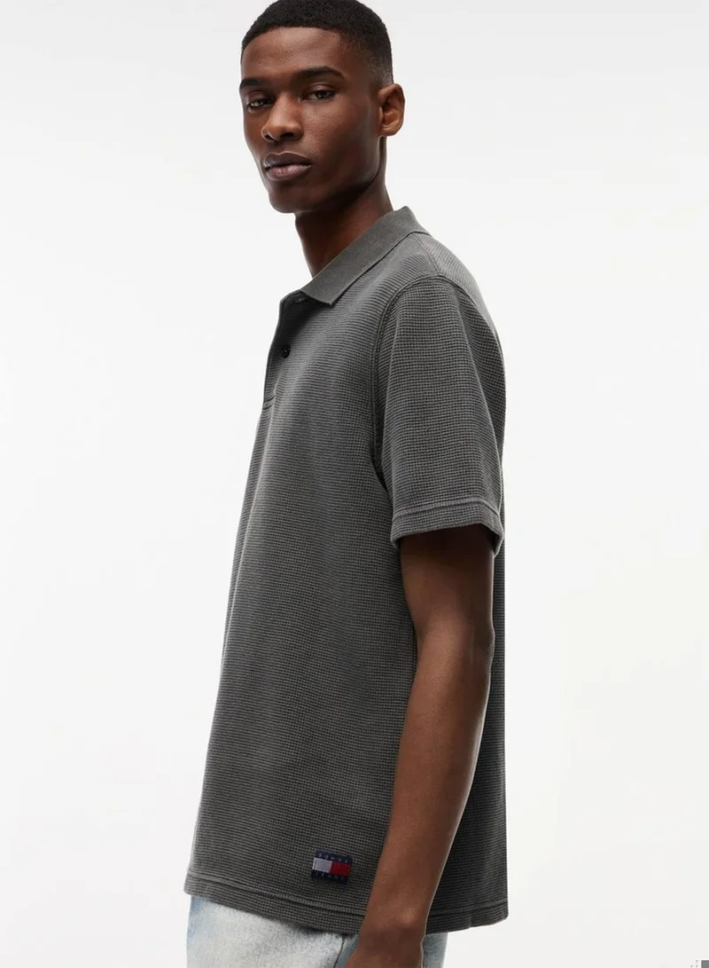 Tommy Jeans Regular Fit Washed Waffle Knit Polo Shirt