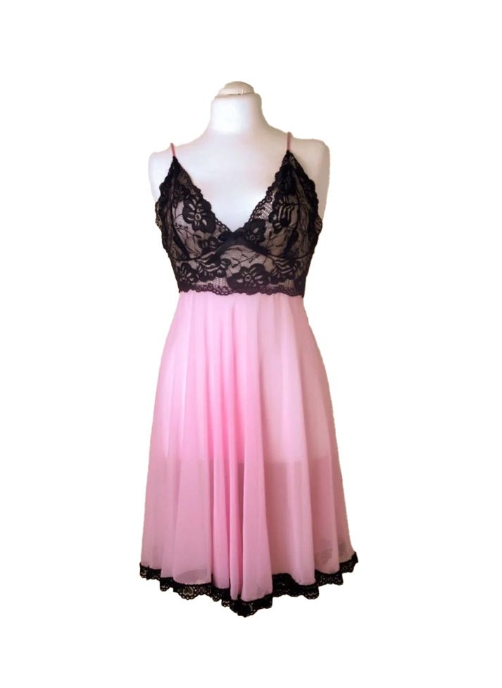LANGER - Short chiffon shirt with soft black lace - Image 1