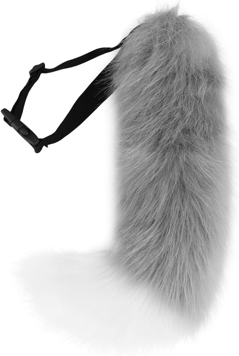 BANLAN Faux Fur Fox Costume Cat Tail Cosplay Halloween Christmas Party Costume One Size, Gray - Image 1