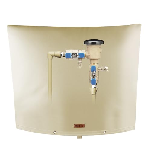 TOHONFOO Backflow Preventer Pipe Insulation Cover (5°F) - Irrigation Sprinkler Valve Insulated Pouch - Water Well Pump Cover - Sturdy 5 Layers for Winter Freeze Protection, 34" W x 24" H, Beige - Image 1