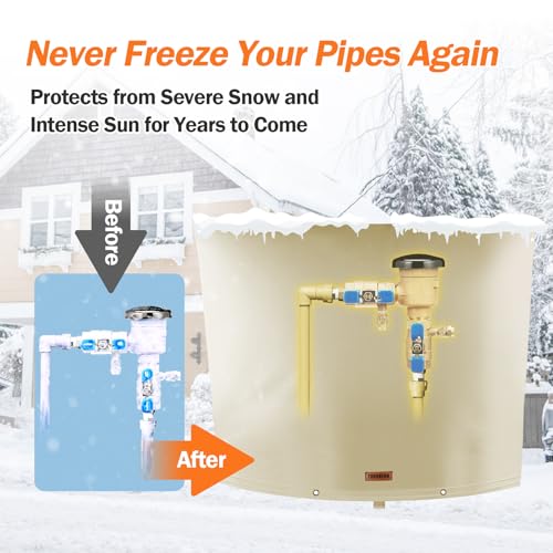 TOHONFOO Backflow Preventer Pipe Insulation Cover (5°F) - Irrigation Sprinkler Valve Insulated Pouch - Water Well Pump Cover - Sturdy 5 Layers for Winter Freeze Protection, 34" W x 24" H, Beige - Image 3