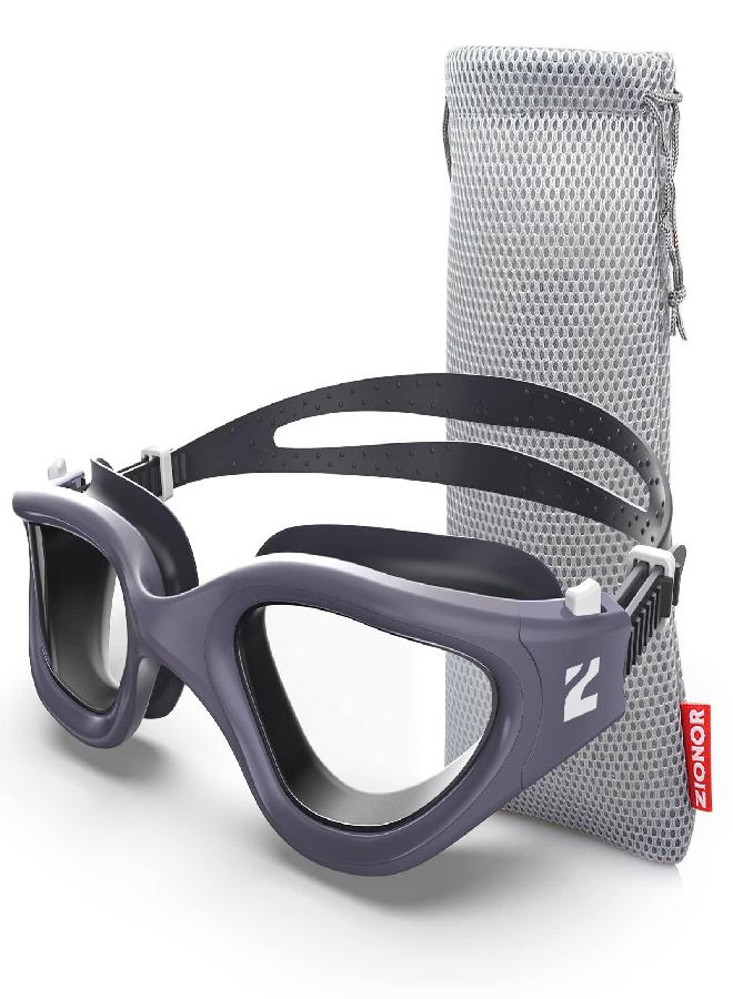 ZIONOR ZIONOR Swim Goggles, G1 SE Swimming Goggles Anti-fog for Adult Men Women, UV Protection, No Leaking (Clear Lens DarkBlue Frame) - Image 1