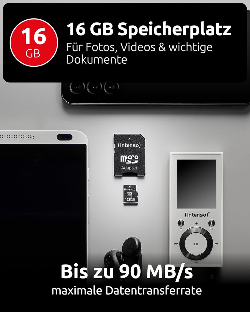 Intenso Premium Microsdhc Memory Card INCL. SD Adapter, Class 10 UHS-I, 16 GB, Black - Image 2