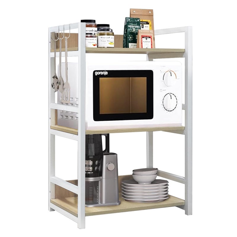 Lukzer 3 Layer Multipurpose Stand for Kitchen, Bedroom, Office, Garage, Shops, Salon Space Saving Storage Organizer Rack Shelf for Kids Room (White/90 x 39 x 60 cm, Wood, Metal) - Image 4