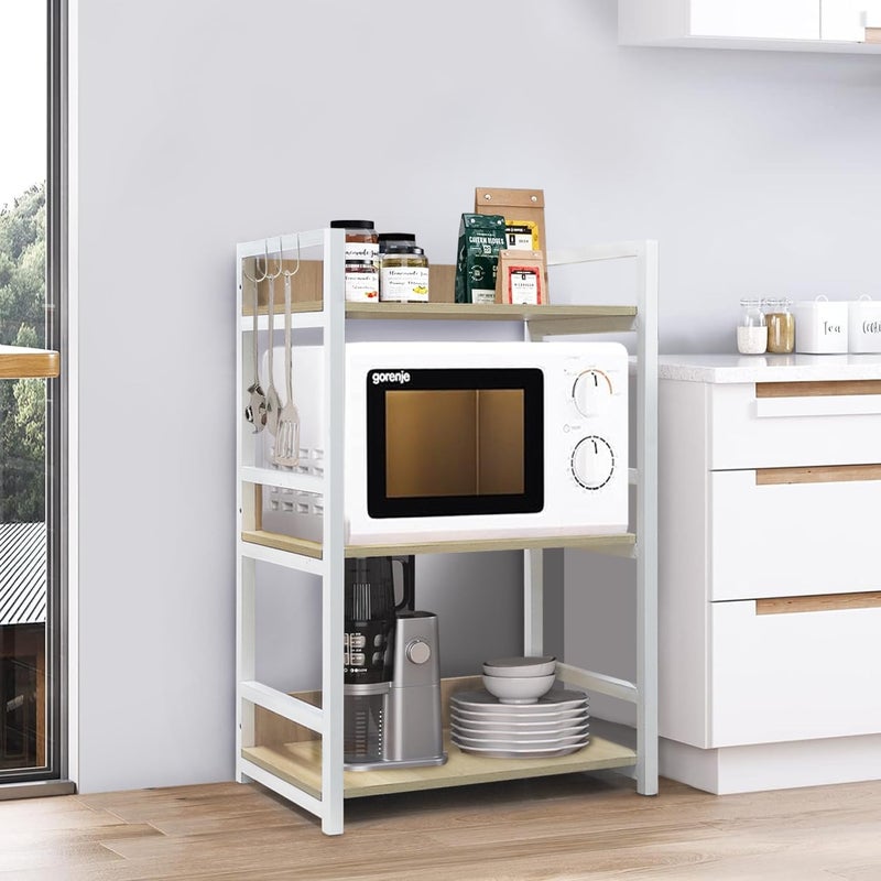 Lukzer 3 Layer Multipurpose Stand for Kitchen, Bedroom, Office, Garage, Shops, Salon Space Saving Storage Organizer Rack Shelf for Kids Room (White/90 x 39 x 60 cm, Wood, Metal) - Image 1