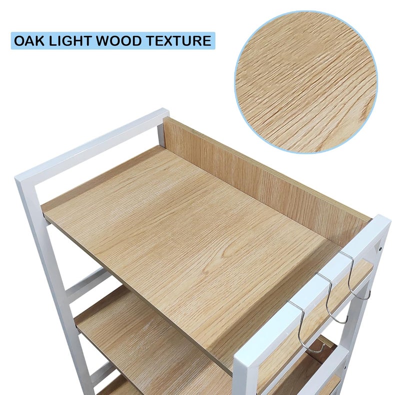 Lukzer 3 Layer Multipurpose Stand for Kitchen, Bedroom, Office, Garage, Shops, Salon Space Saving Storage Organizer Rack Shelf for Kids Room (White/90 x 39 x 60 cm, Wood, Metal) - Image 3