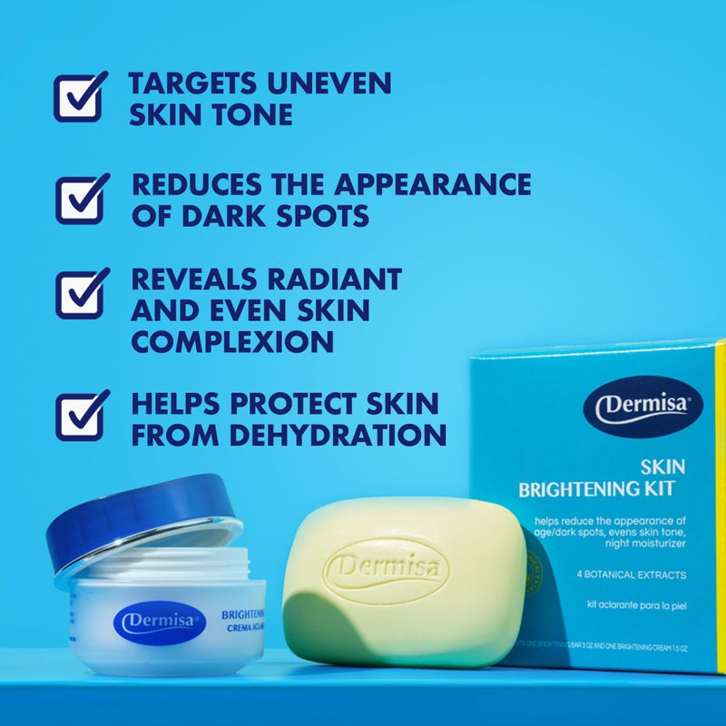 Dermisa Brightening Kit - Includes Brightening Cream 1.5oz & Brightening Bar 3.0oz | Skincare Duo with Natural Botanical Extracts for a Radiant, Smooth, Even-Toned Look - Image 2