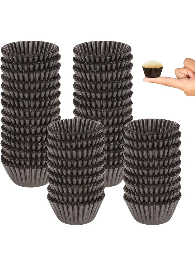 S-TOP 900 Pieces Mini Cupcake Liners, Brown Mini Muffin Liners Baking Cups Liners for Baking Chocolate Baking Paper Cups Cupcake Wrappers - Image 1