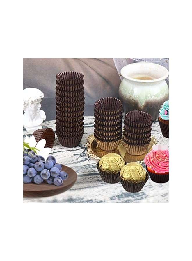 S-TOP 900 Pieces Mini Cupcake Liners, Brown Mini Muffin Liners Baking Cups Liners for Baking Chocolate Baking Paper Cups Cupcake Wrappers - Image 2