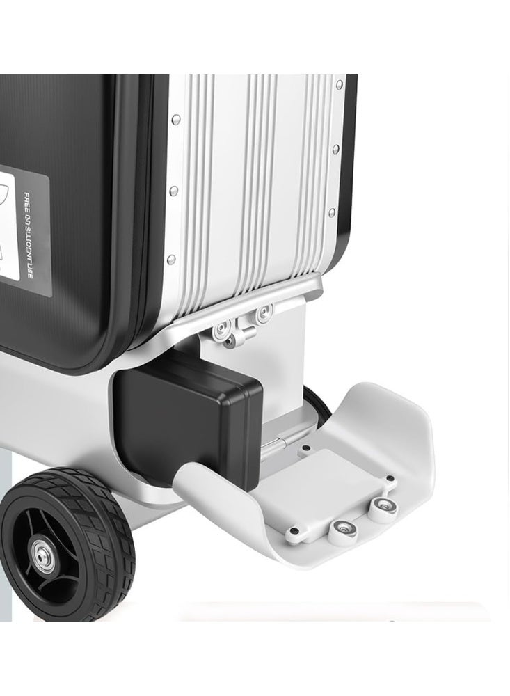 ميرلين Melrin حقيبة سكوتر ميرلين الذكية مع بطارية قابلة للفصل، حمولة 90 كجم، بنك طاقة، حقيبة سفر قابلة للركوب بإطار من الألومنيوم، بطارية 93.6 واط في الساعة، للسفر والمطارات ورحلات العمل (فضية) - Image 2