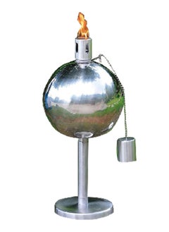 LIVING ACCENTS Sphere Tabletop Garden Torch Silver 27 cm 
