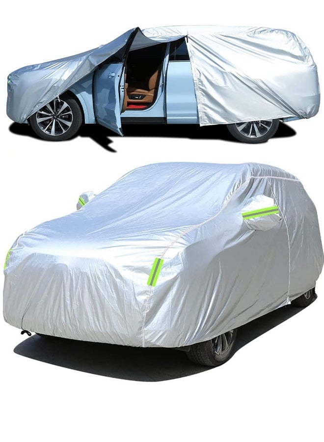 BUPY Full Car Cover Dirtproof, SUV Car Cover Waterproof All-Weather Rain Snow UV Sun Hail Protector for Sedan, Automotive Accessories Scratch Resistant, Breathable Outdoor Cover (480-520 cm, SUV, Silver) - Image 1