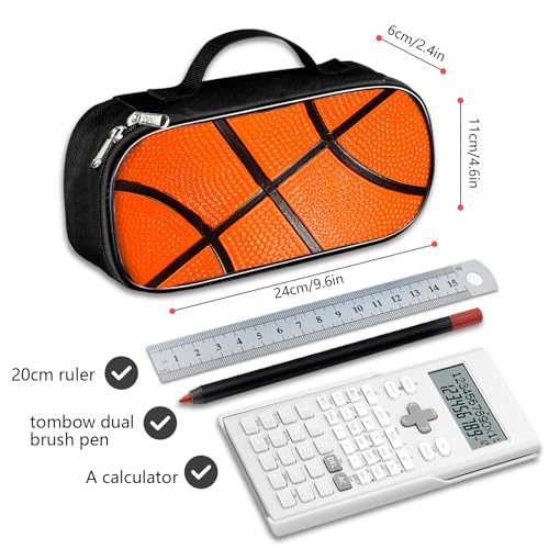 ROVOZAR Basketball Pen Holder Large Capacity Pen Bag With Compartment Zipper Pouch For Women Men - Image 3