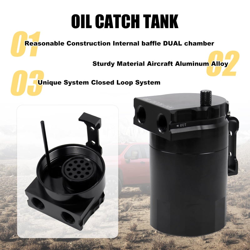 RULLINE Air Oil Separator Oil Catch Can Compatible with 20142018 Chevy Silverado 1500 GMC Sierra 1500 20152020 Chevy Tahoe Suburban GMC Yukon - Image 5