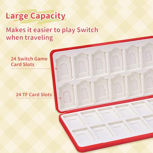 GeekShare Switch Game Card CasePortable Magnetic Switch Game Holder Cartridge Case with 24 Game Card Slots and 24 TF Card Slots Strawberries with Cream - Image 3